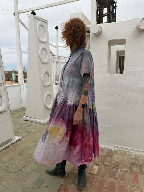 Ice Dyed Shirt Dress Pink
