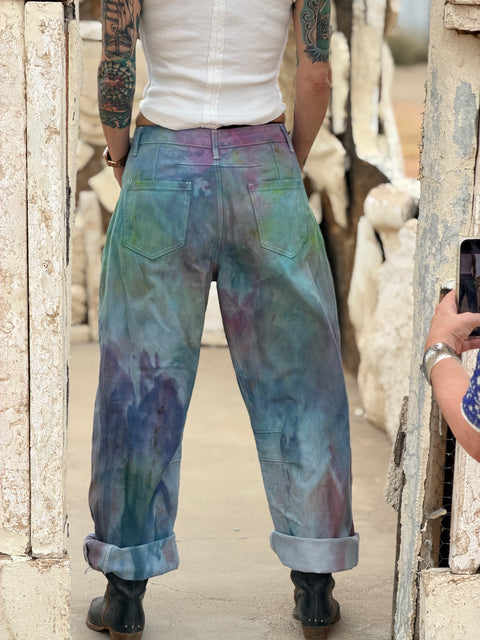 Ice Dyed Barrel Jeans Blue