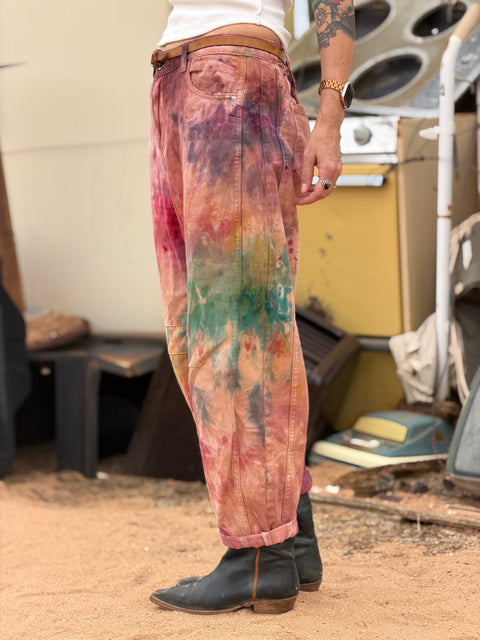 Ice Dyed Barrel Jeans Pink