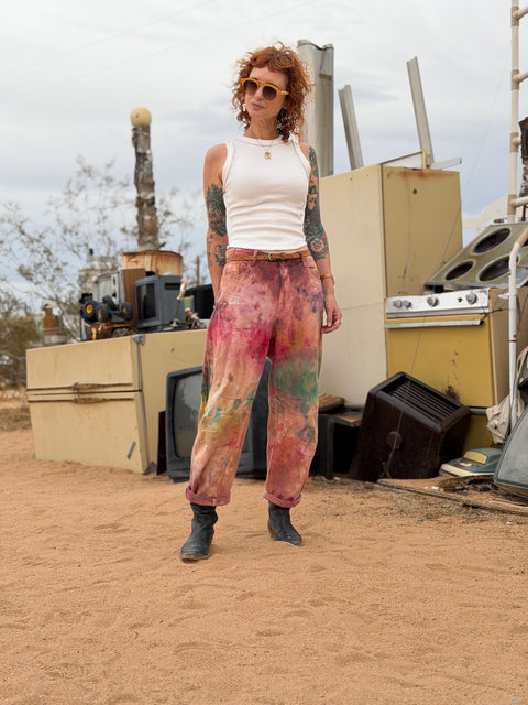 Ice Dyed Barrel Jeans Pink