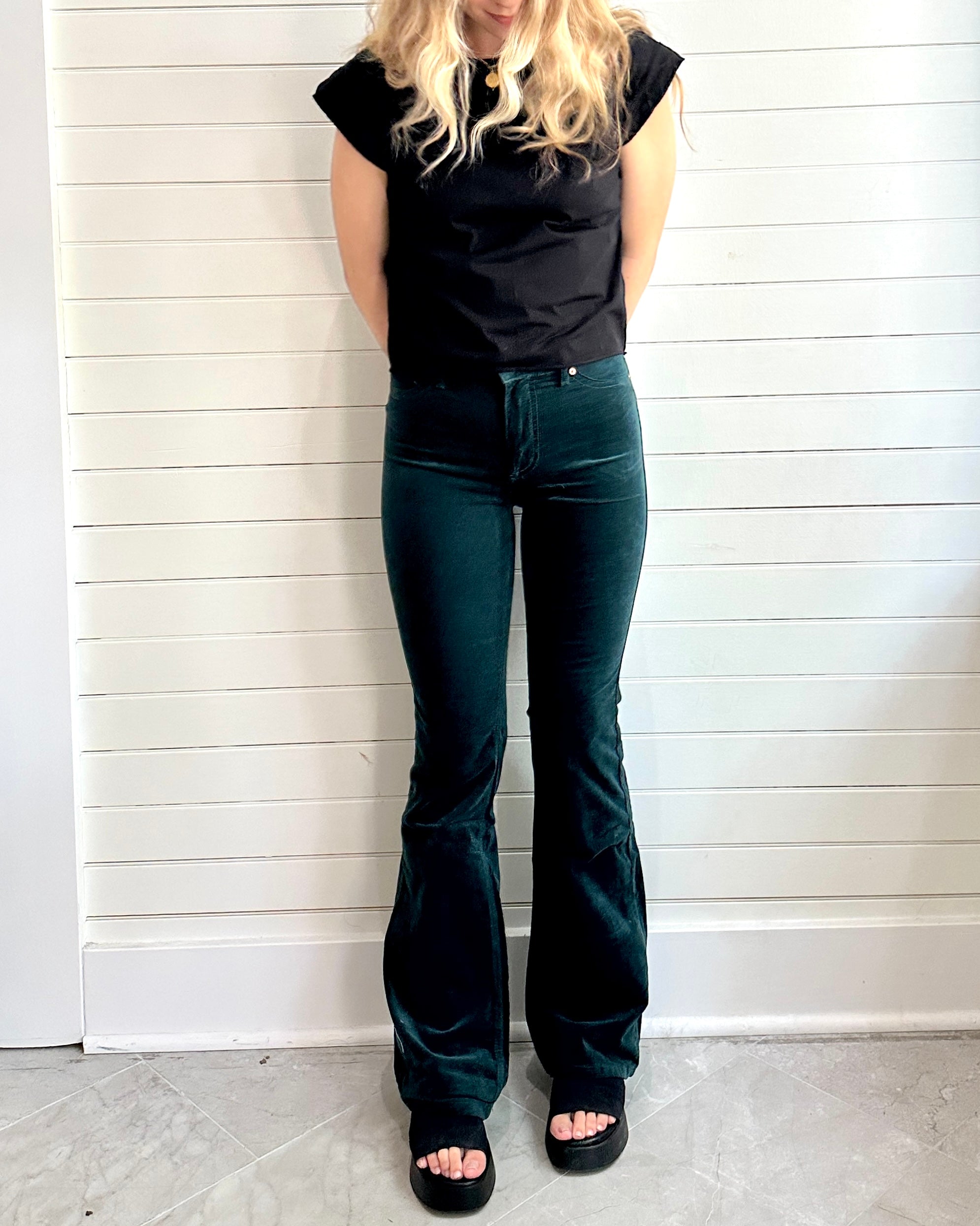 High waist velvet top pants