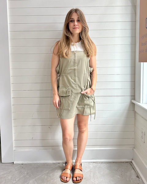 Drawstring overall mini Dress