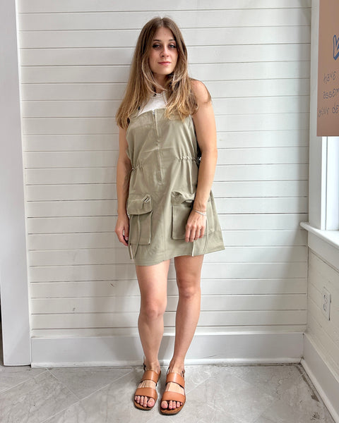 Drawstring overall mini Dress