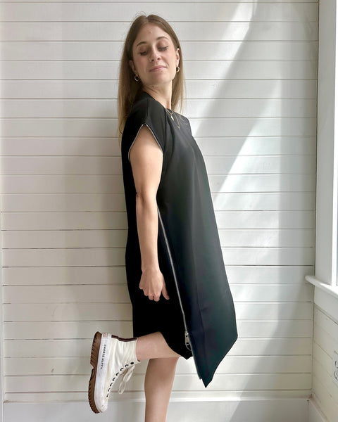 Asymmetric Zipper Midi Dress