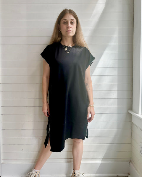Asymmetric Zipper Midi Dress