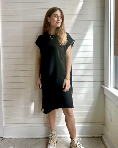 Asymmetric Zipper Midi Dress