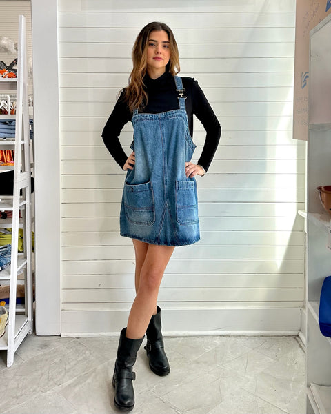 Denim Overall Mini Dress