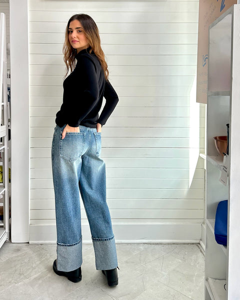 Straight Wide Leg Jeans