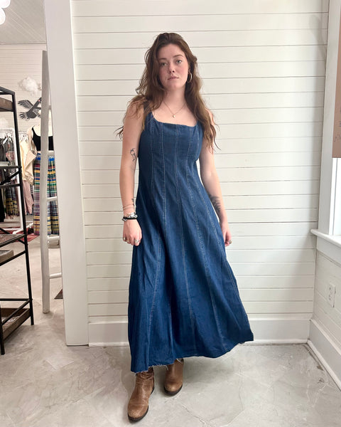 Denim Panel Long Dress