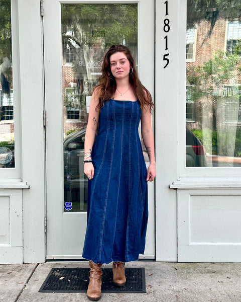 Denim Panel Long Dress