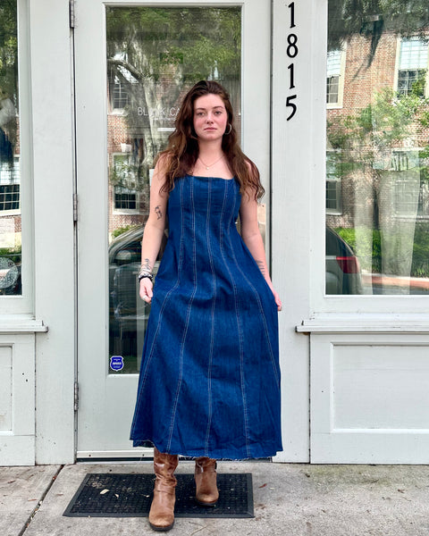 Denim Panel Long Dress