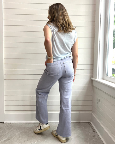 Straight Wide Leg Denim Pants-PERIWINKLE