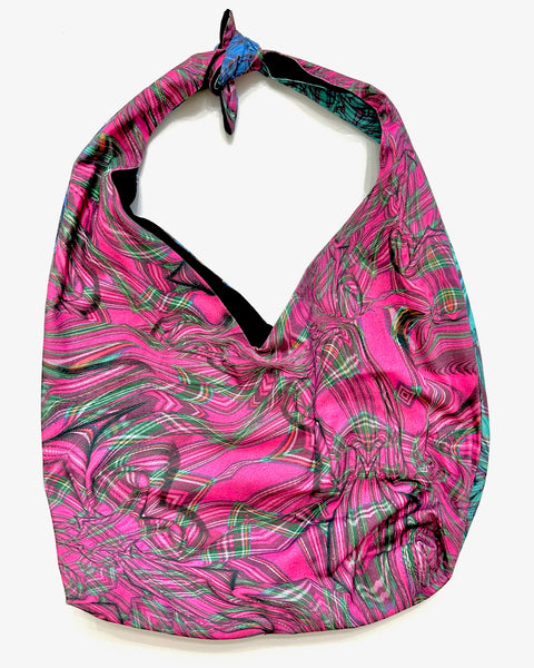 The Blank Canvas Market Bag-Pink Trippy Plaid Print