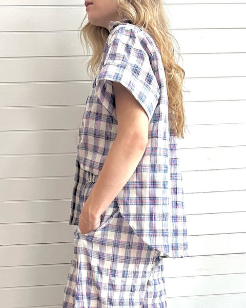 Blank Canvas Kelsey Top- Cotton Candy Plaid
