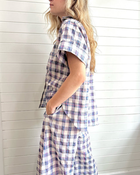 Blank Canvas Kelsey Top- Cotton Candy Plaid