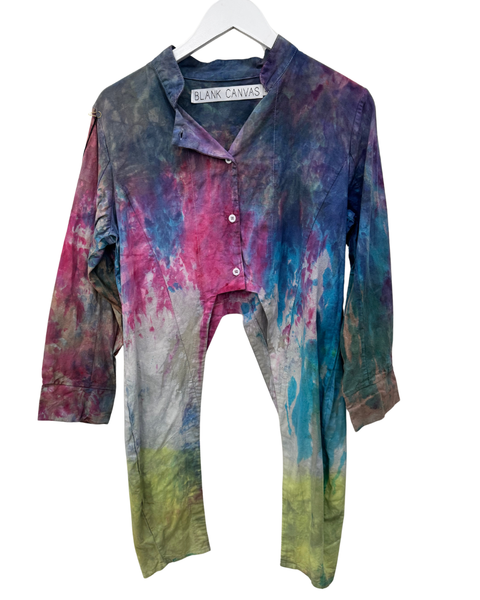Ice Dyed Button and Tie Shirt