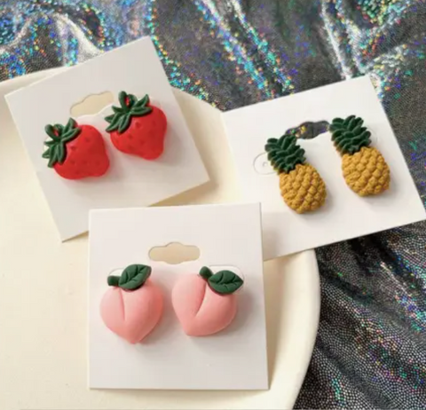 Fruit Post Stud Earrings- Strawberries