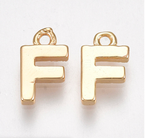 Letter A-Z Charm, 18K Gold Plated, Brass Micro Charms