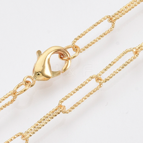 Beveled Brass Paper Clip Chain Necklace