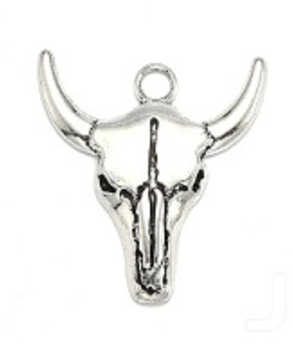 Buffalo Skull Silver Charm