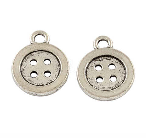 Button Silver Charm