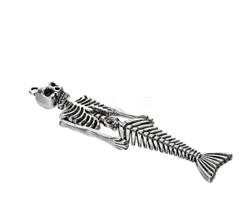 Mermaid Fishbone Silver Charm