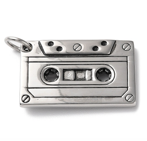 Cassette Tape Silver Charm