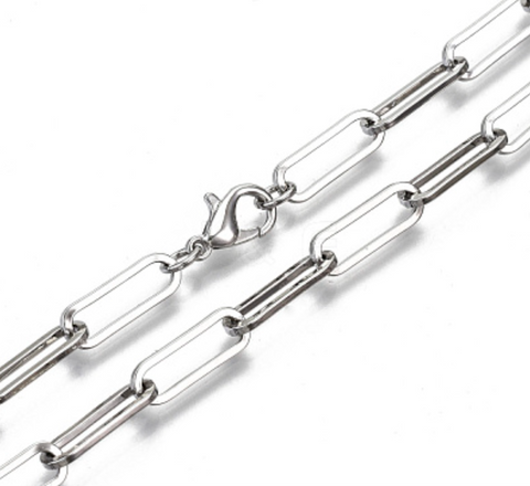 Regular Paperclip Silver Necklace Chain