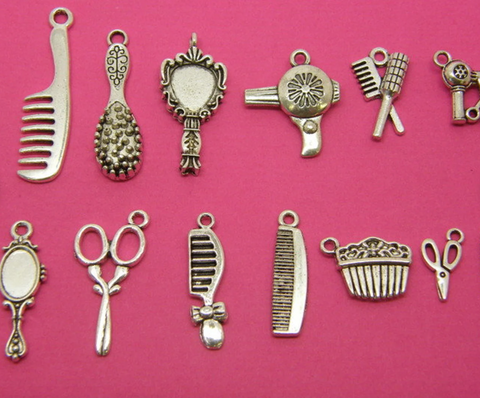 Assorted Silver Hairstylist Charms