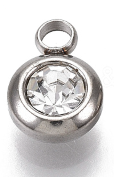 Diamond Gemstone Silver Charm