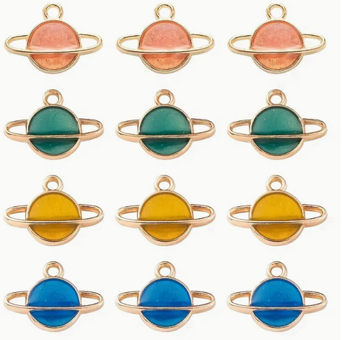 Assorted Color Saturn Charms