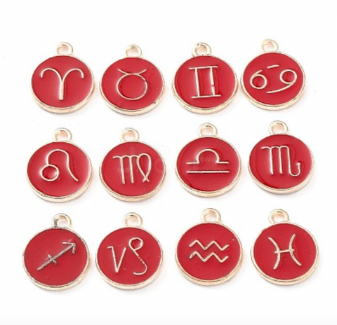 Zodiac circle charms-RED