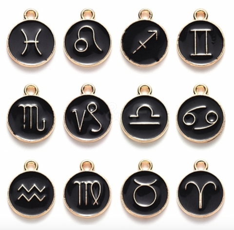 Zodiac circle charms-BLACK