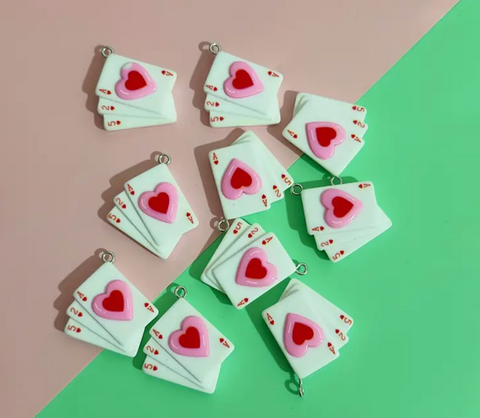 Pink Playing Cards Charm