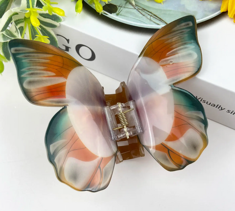 Multicolor Butterfly Large Claw Clip