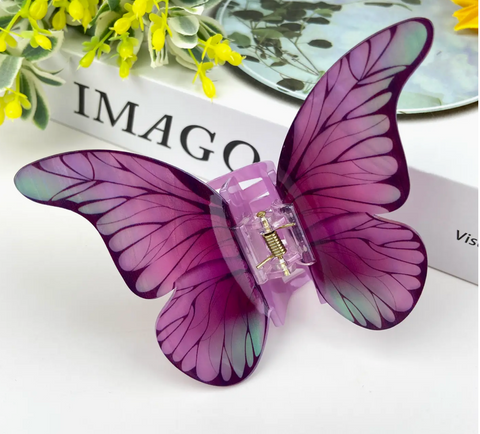 Purple Butterfly Large Claw Clip