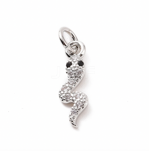 Sparkle Snake Silver Charm