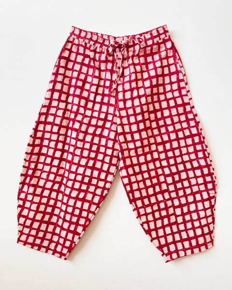 Block Print Pants-Red