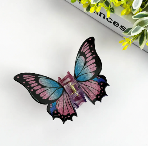 Glitter Butterfly Hair Claw Clip- Pink