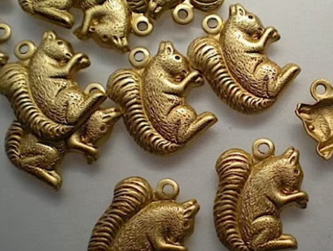 Brass Squirrel Charm