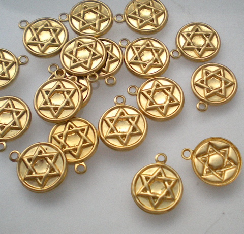 Brass Star of David Charm