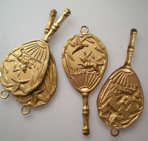 Brass Classical Fan Charm Pendant