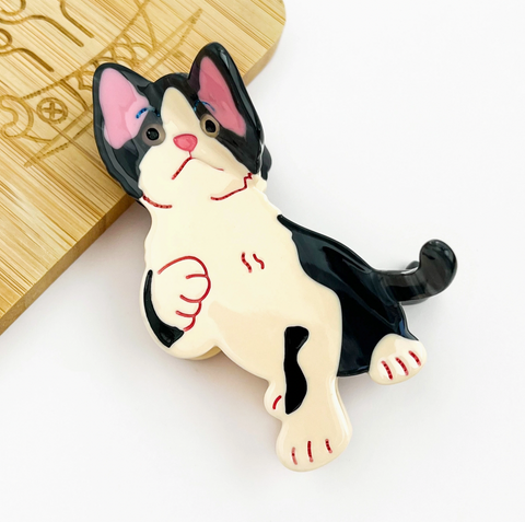 Tuxedo Cat Claw Clip