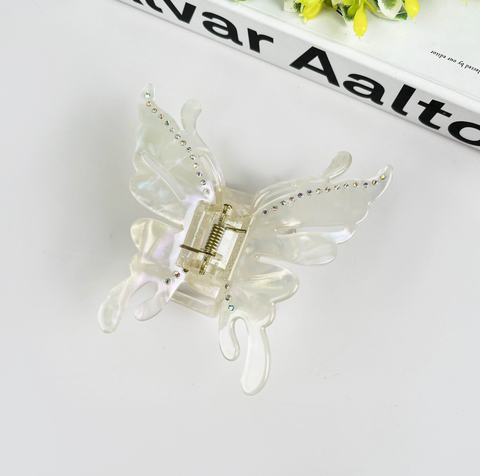 White Butterfly Hair Claw Clip