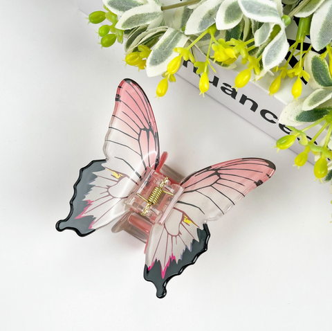 Pink Butterfly Hair Claw Clip