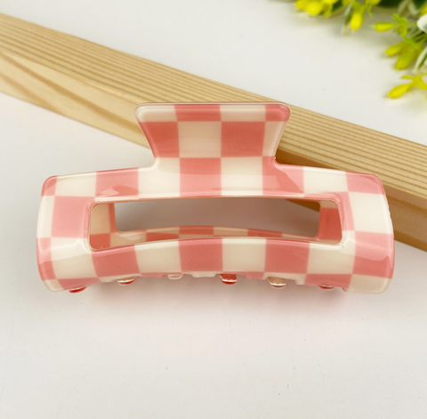 Checkered Simple Claw Clip - Color Options