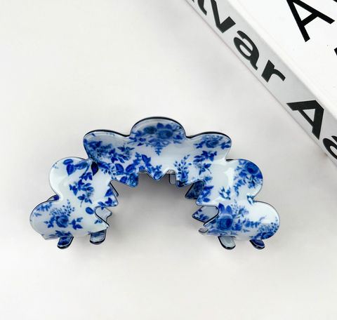 Blue Floral Hair Claw Clip