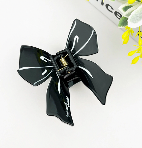 Black Bow Hair Claw Clip