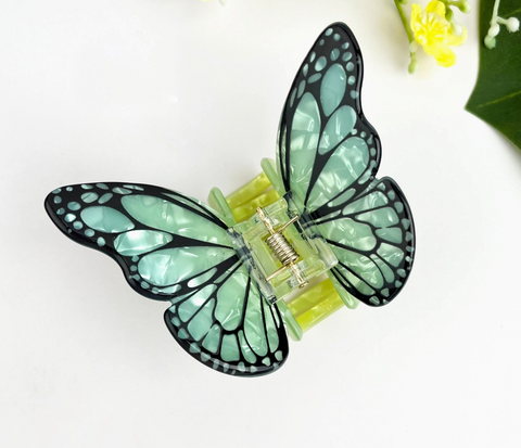 Small Black/Green Butterfly Hair Claw Clip