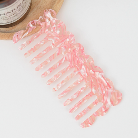 Wide Tooth Light Pink Acetate Comb